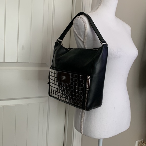 Michael Kors Medium Natalia Tile Shoulder Bag in Black - Picture 12 of 15